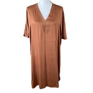 NEW Neu Nomads Size L Large Madurai Shift Dress Brown Satin Tencel